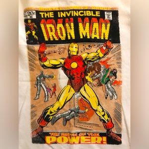Marvel Heroes Iron Man Vintage Comic Book Graphic Baseball Sleeve Sweater - S
